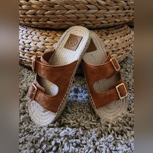 EUC TORY BURCH Two-Band Flat Espadrille Slide - Size 6